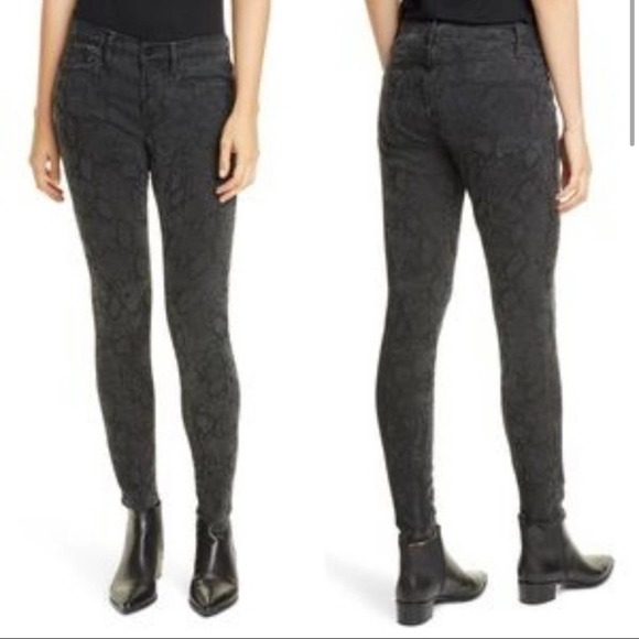 Frame Denim Denim - Frame LE SKINNY DE JEANNE Mid Rise Black Python Print Ankle Skinny Jeans Sz 27